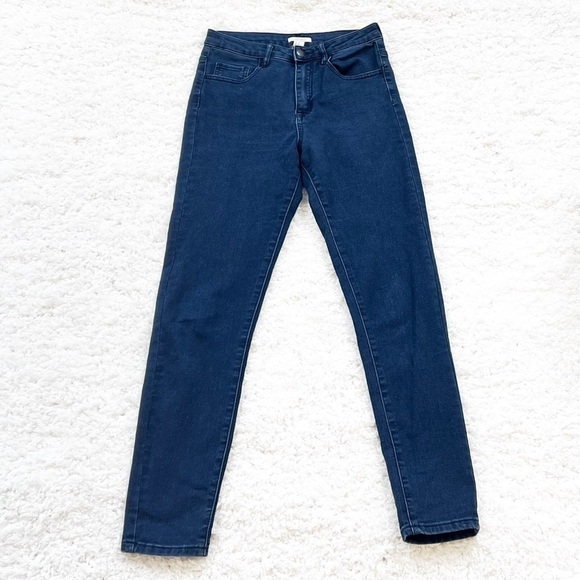 Forever 21 high rise dark wash skinny jeans blue 27 stretchy pockets - Picture 1 of 9